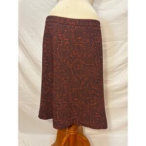 LOFT Maroon Patterned Knee Length Skirt (Size 10)